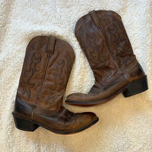 Durango Men’s Cowboy Boots Soft Oiled Worn In Brown Leather‎ size 9.5 D